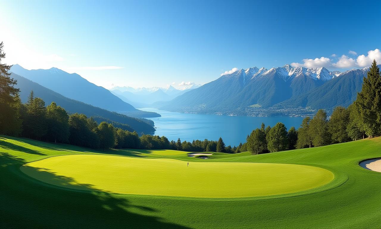 Golfplatz Alpenblick mit Panoramablick auf Vierwaldstättersee und Schweizer Alpen